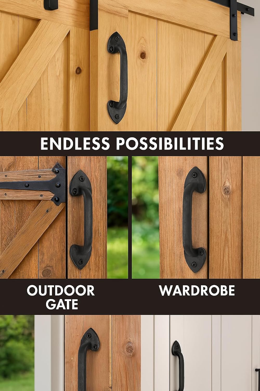 2-Pack 7 Inch Spear Barn Door Handle - Black Cast Iron Pull for Sliding Doors, Gates, Sheds, Fences, Closets - Indoor Outdoor Farmhouse Hardware