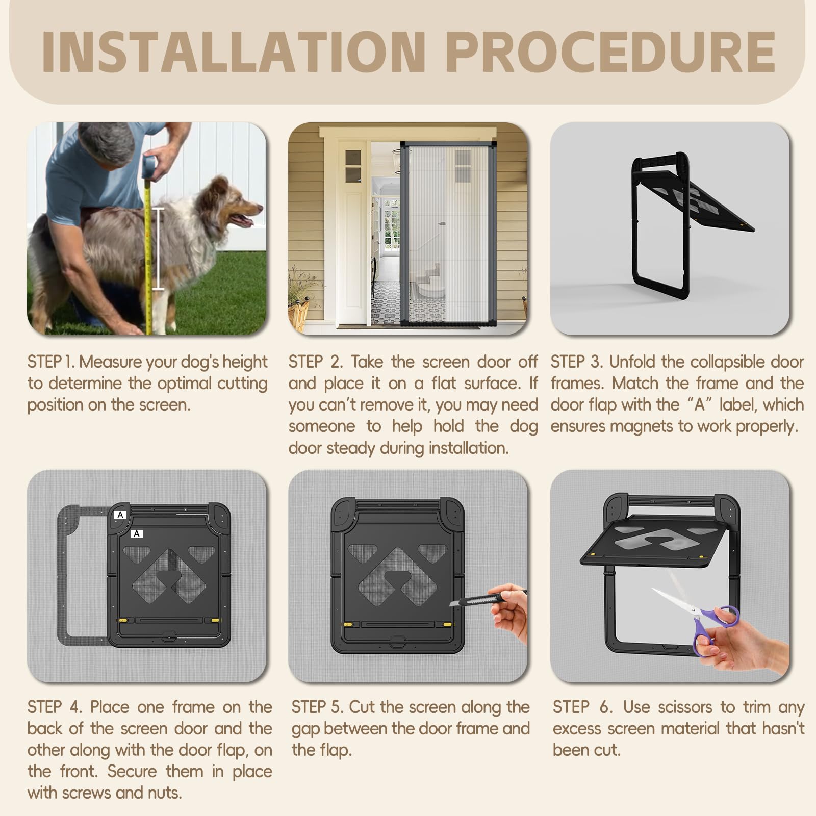 Plastic Pet Dog Puppy Cat Door Magnetic Locking Safe Flap For