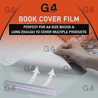 G4GADGET Transparent Self-Adhesive Book Cover Film, Clear Sticky Back Plastic, 33cm x 3m, Waterproof, Ideal for Books, School Textbooks, Drawings, Car Manuals, Documents, Exercise Books
