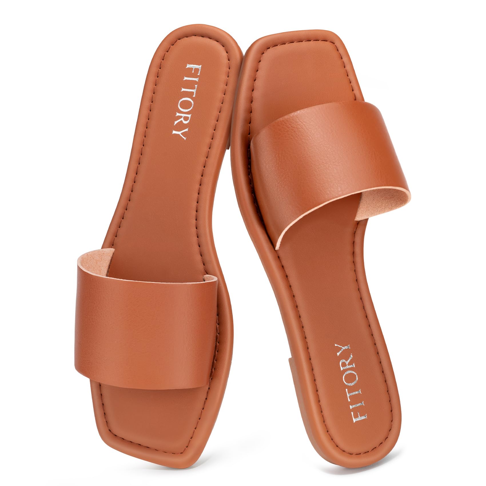 FITORY Womens Slide Sandals Dressy Flat Comfortable Slippers for Summer