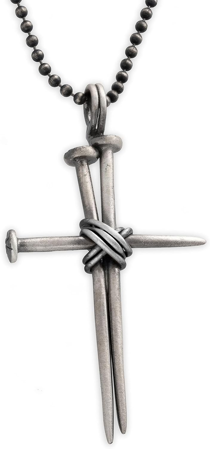 925 Sterling Silver Cross Pendant for Women - Three Nails Motif with Oxidized Finish, a Bold Statement of Faith Available in Various Chain Lengths, Handmade by Emmanuela