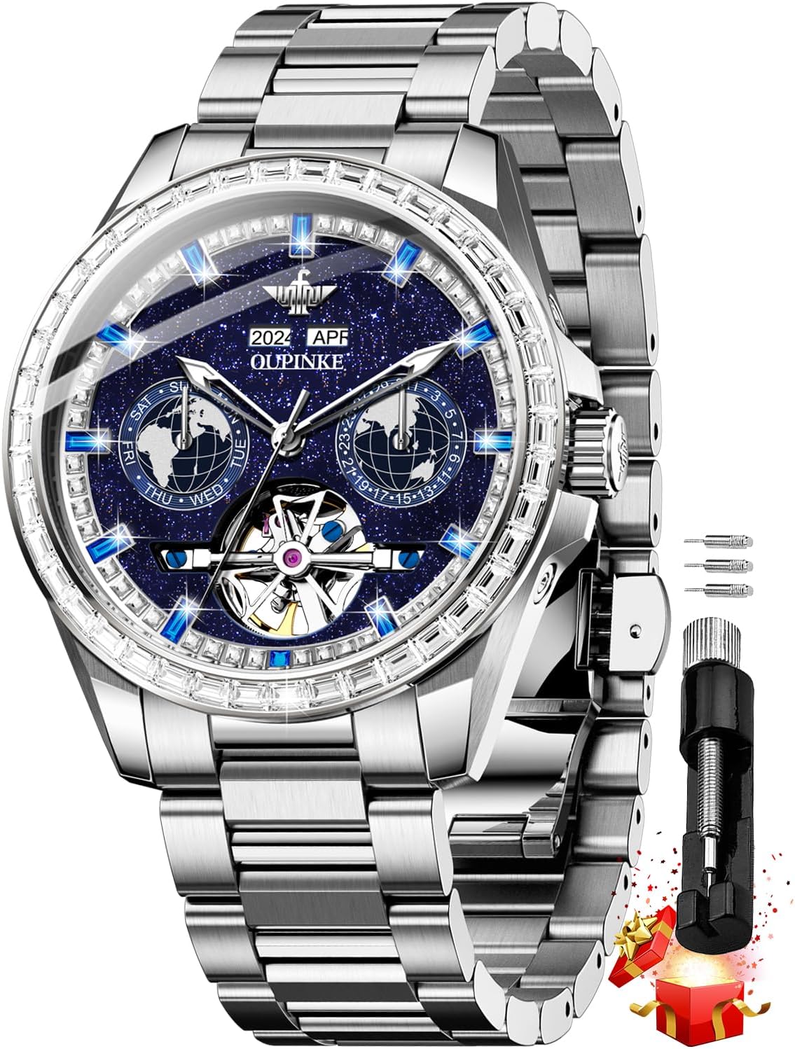 OUPINKE Mens Automatic Watches Real Diamond Self Pakistan Ubuy