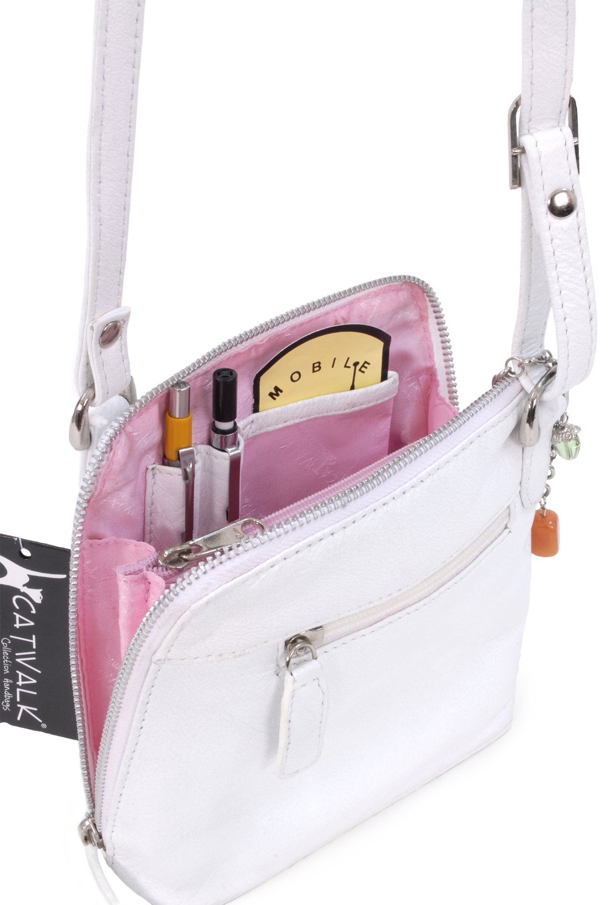Catwalk Collection Handbags - Borsa a Tracolla Piccola in Vera Pelle - Borsetta Donna - Borsa a Mano con Tracolla Regolabile - Lena