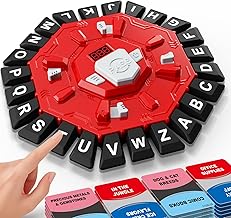 Board Game Family Word Game for Kids & Adults – 2 Game Modes, 220 Topics, 24-Letter Press Board, LCD Timer, 35 Cards – Birthday Gifts Fast-Paced Educational Game for Ages 3+, 2–6 Players (Red)