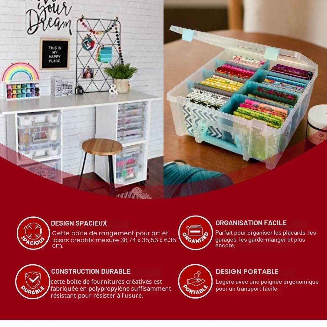 ArtBin Super Cartable, plastique polypropylène, transparent et turquoise, double profondeur