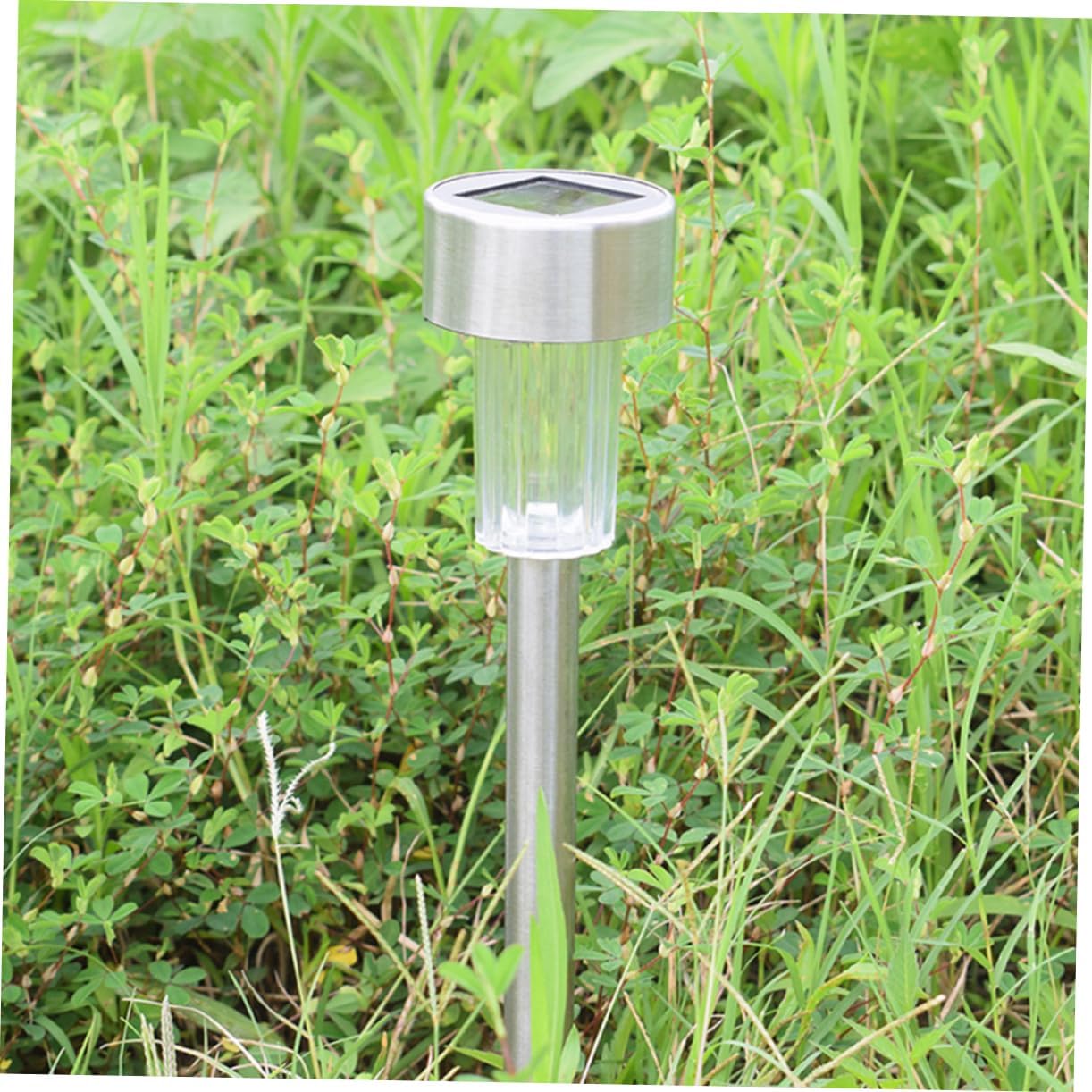 POPETPOP 8Pcs Solar Ground Light LED Garden Landscape Lamp Tube for Outdoor Pathway Driveway Easy Installation