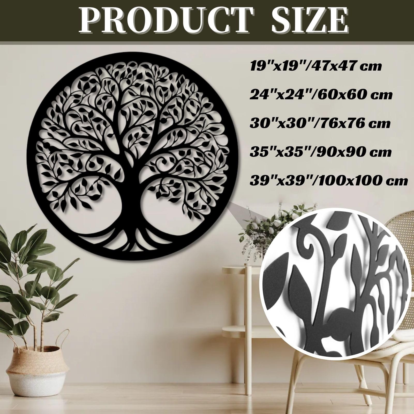 Arte de pared de árbol de la vida, decoración de pared de árbol de la vida, arte de pared de árbol de metal, decoración de pared de árbol genealógico, decoración de pared de metal negro grande para