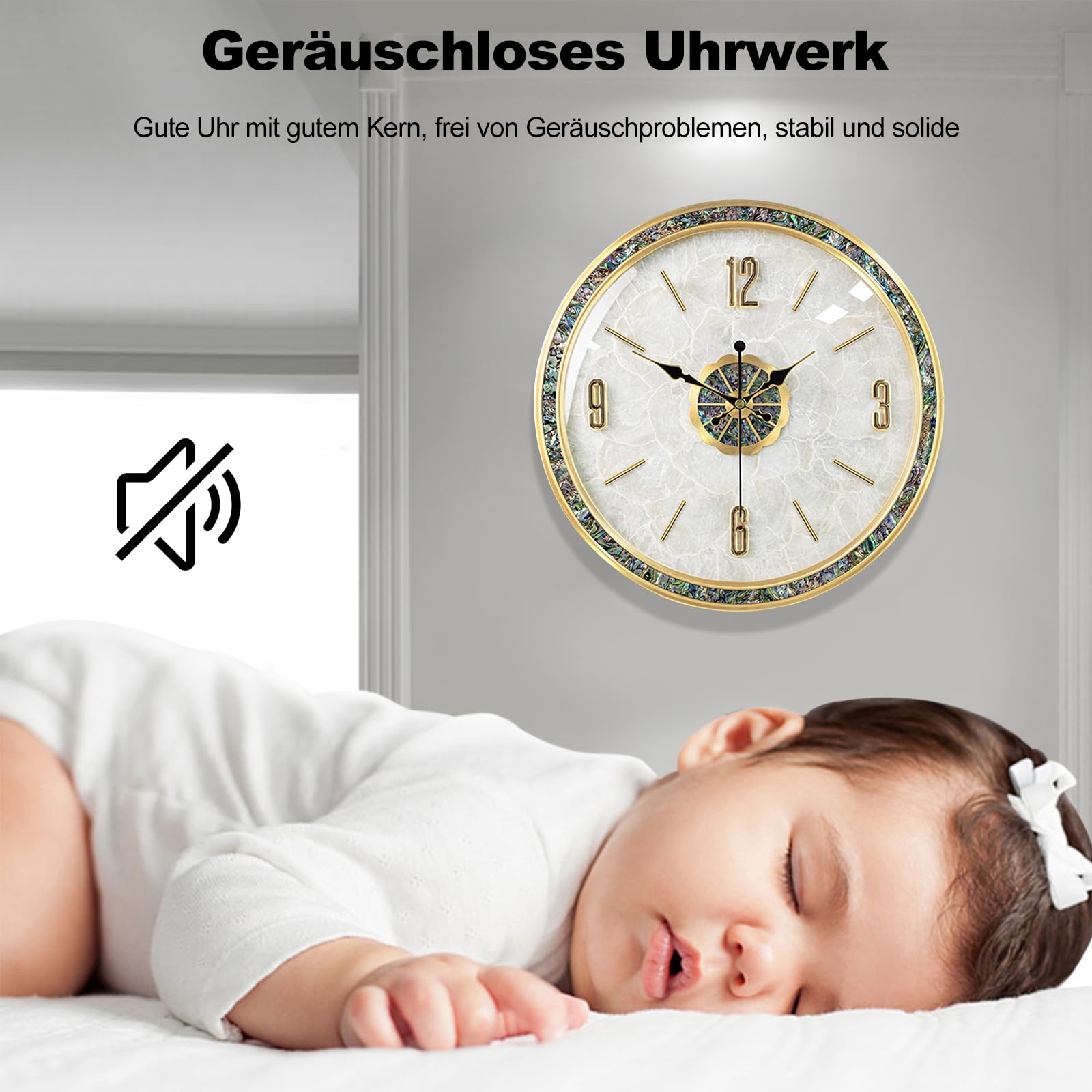 Ergocar Natürliche Muscheln Wanduhr, Kreative Stille Und Zickfreie Wanduhr, Geeignet Für Die Dekoration Von Wohnzimmern, Eingangshallen, Schlafzimmern Und Konferenzräumen