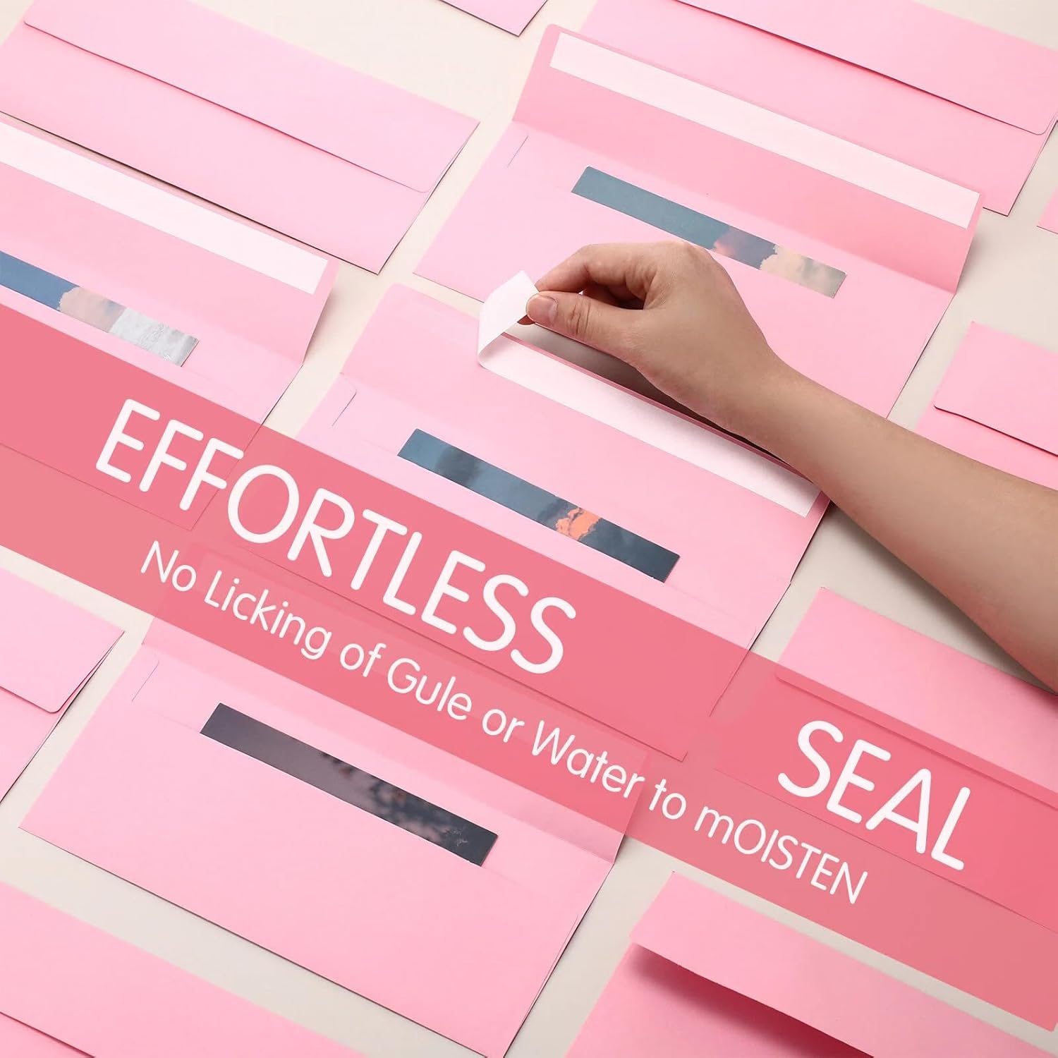 Jutom 500 Pcs Kraft Envelopes Letter Size Bulk #10 Business Strong Sealed 4-1/8 x 9-1/2 in Flap Office Printable Mailing Envelopes Windowless Invisible (Pink)