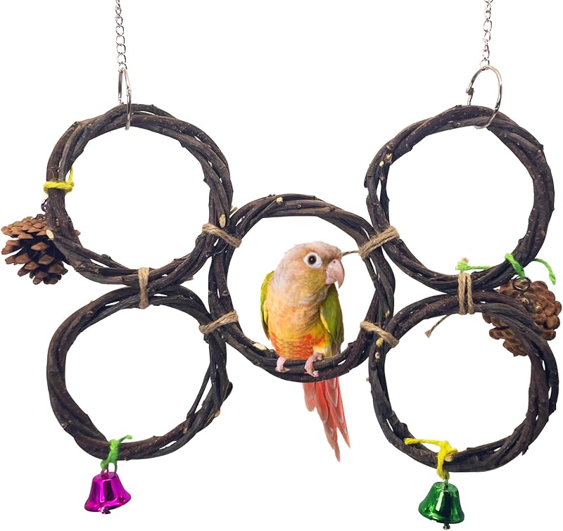 Balanço para Aves com Anéis de Madeira Natural BNOSDM HY102-A