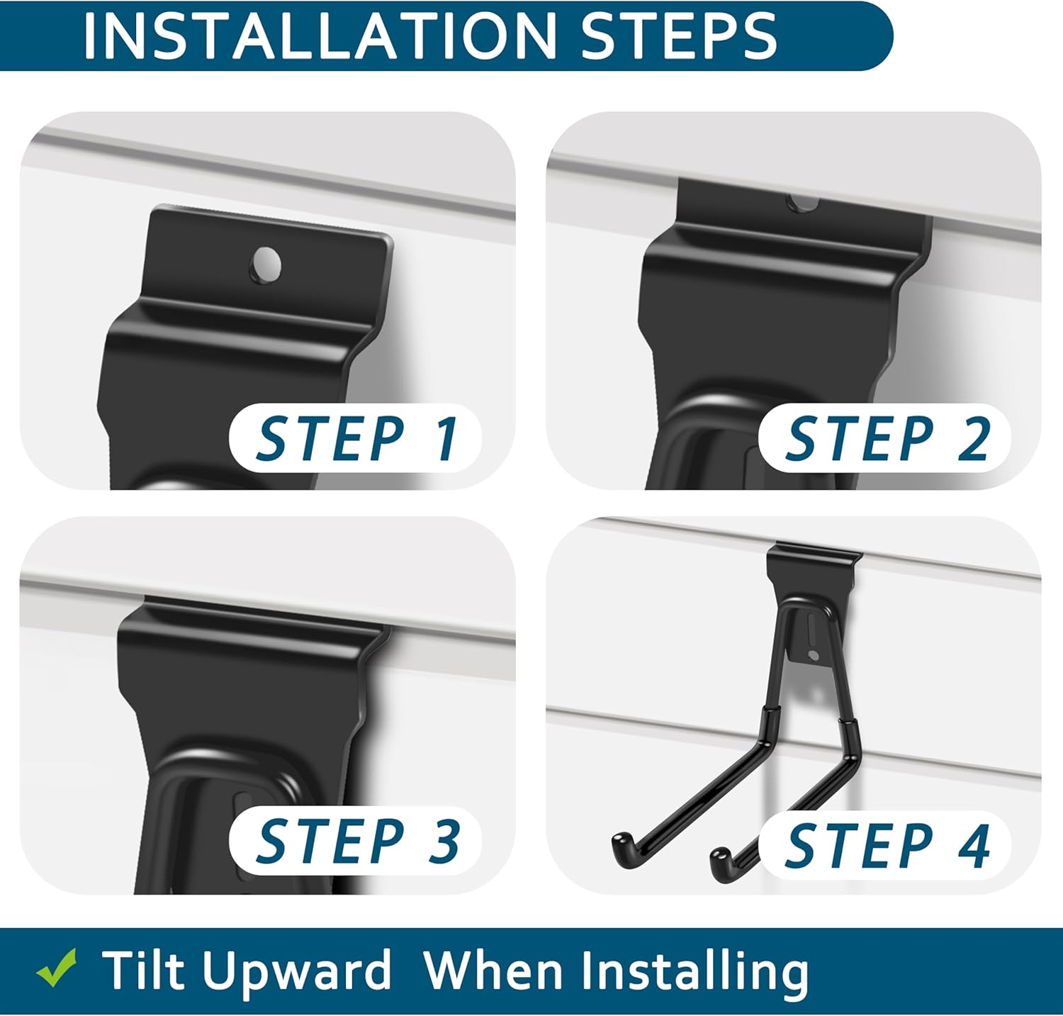 klasit Slatwall Hooks Black 20Pack Firmly and Durable Slatwall Accessories,Perfect for Organizing Garden Tools and Heavy Duty Tools and Garage Hooks Organize Your Space Efficiently - Image 8