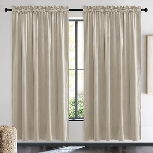 Miniatura 66 de NICETOWN Cortinas de terciopelo marrón, con aislamiento térmico que reducen el sonido, cortinas resistentes al calor y al frío mate para decoración