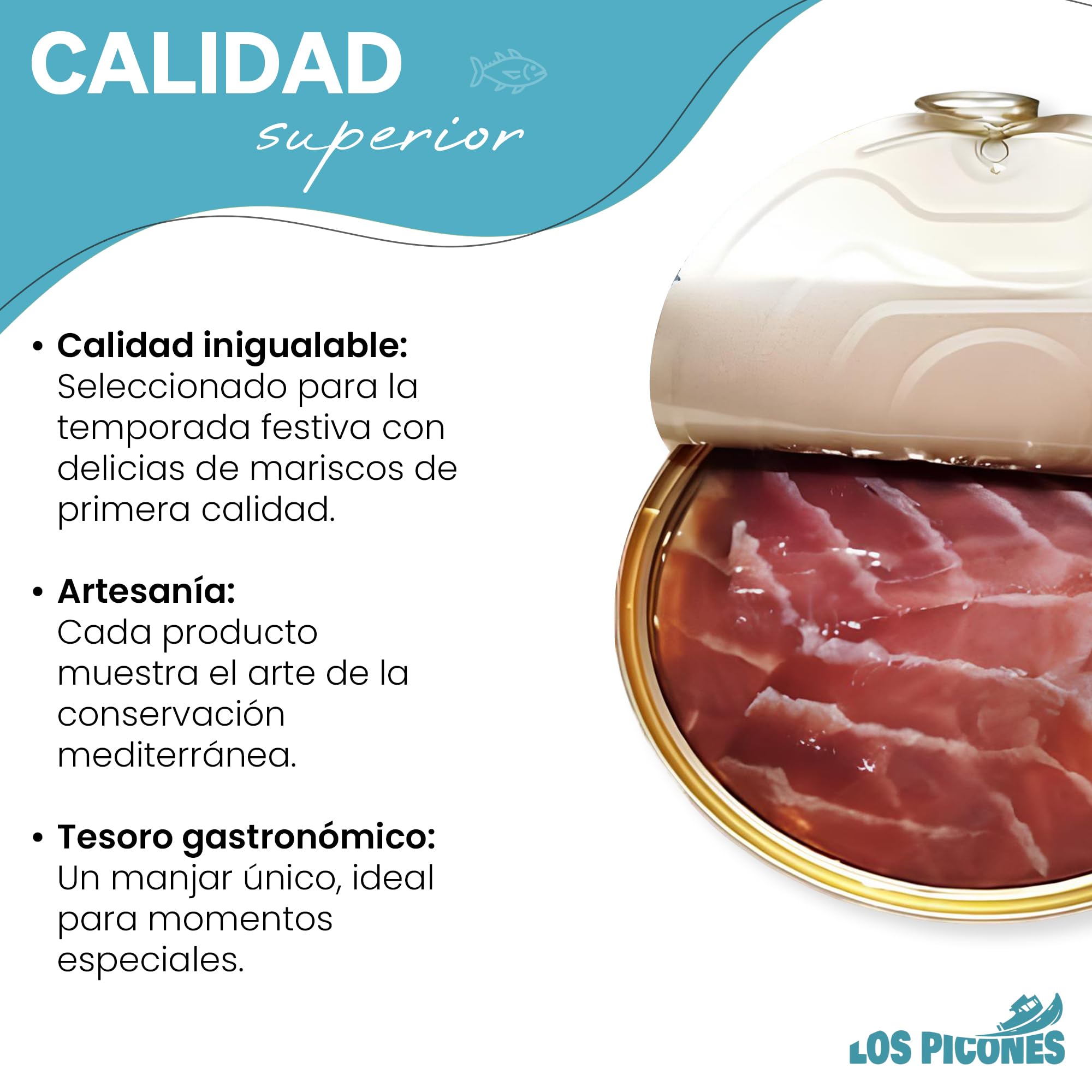 Los Picones Gourmet® Ijada de Atún en Aceite de Oliva I Pack 2 Latas 75gr (150gr. neto) I Conservas y Salazones Gourmet I Productos Gourmet I Jamón de Mar I Atum em azeite.