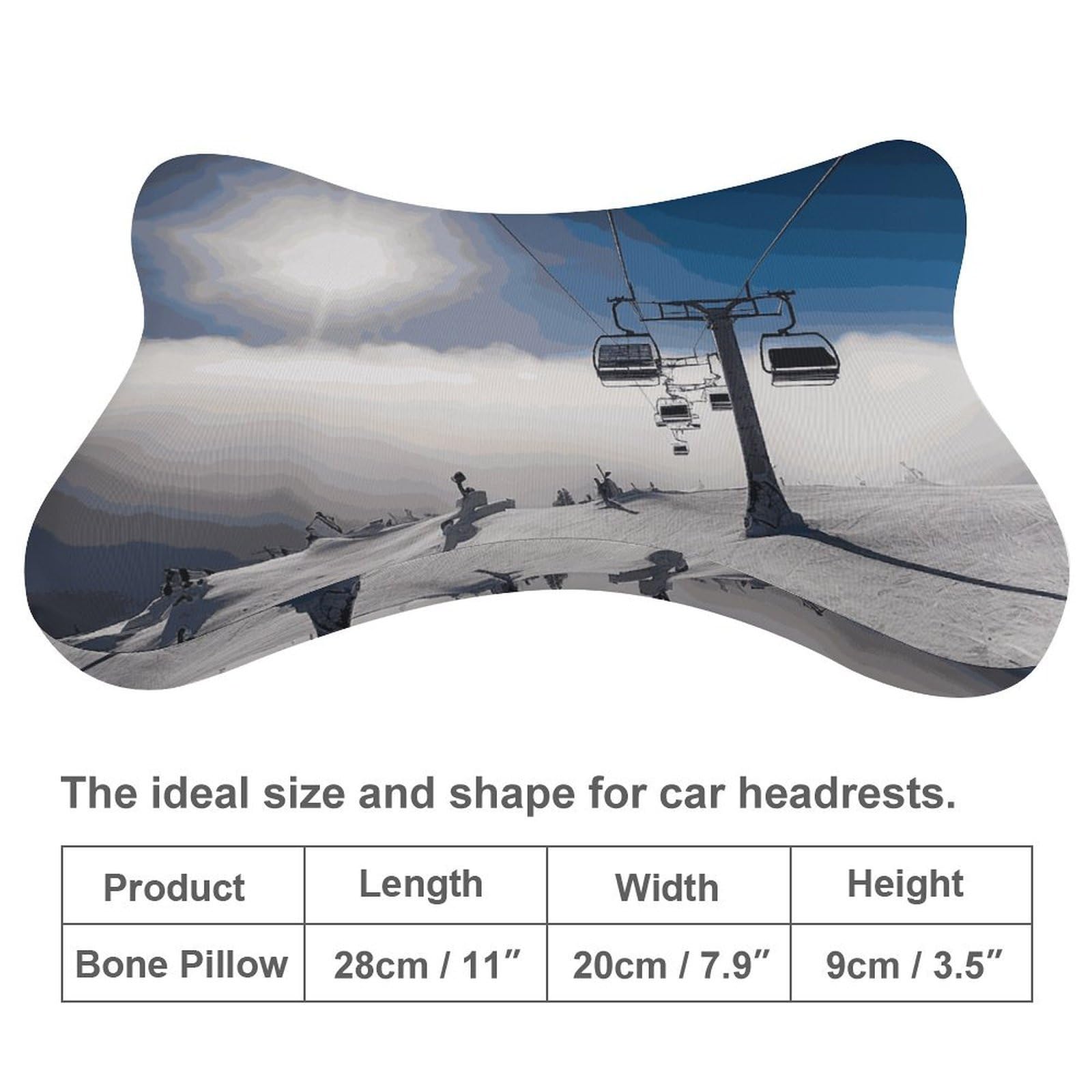 Almohada de elevación de esquí al sol, núcleo de almohada de espuma viscoelástica, cojín, proporciona apoyo para el cuello, almohadas de coche para asientos de coche de viaje y oficinas en