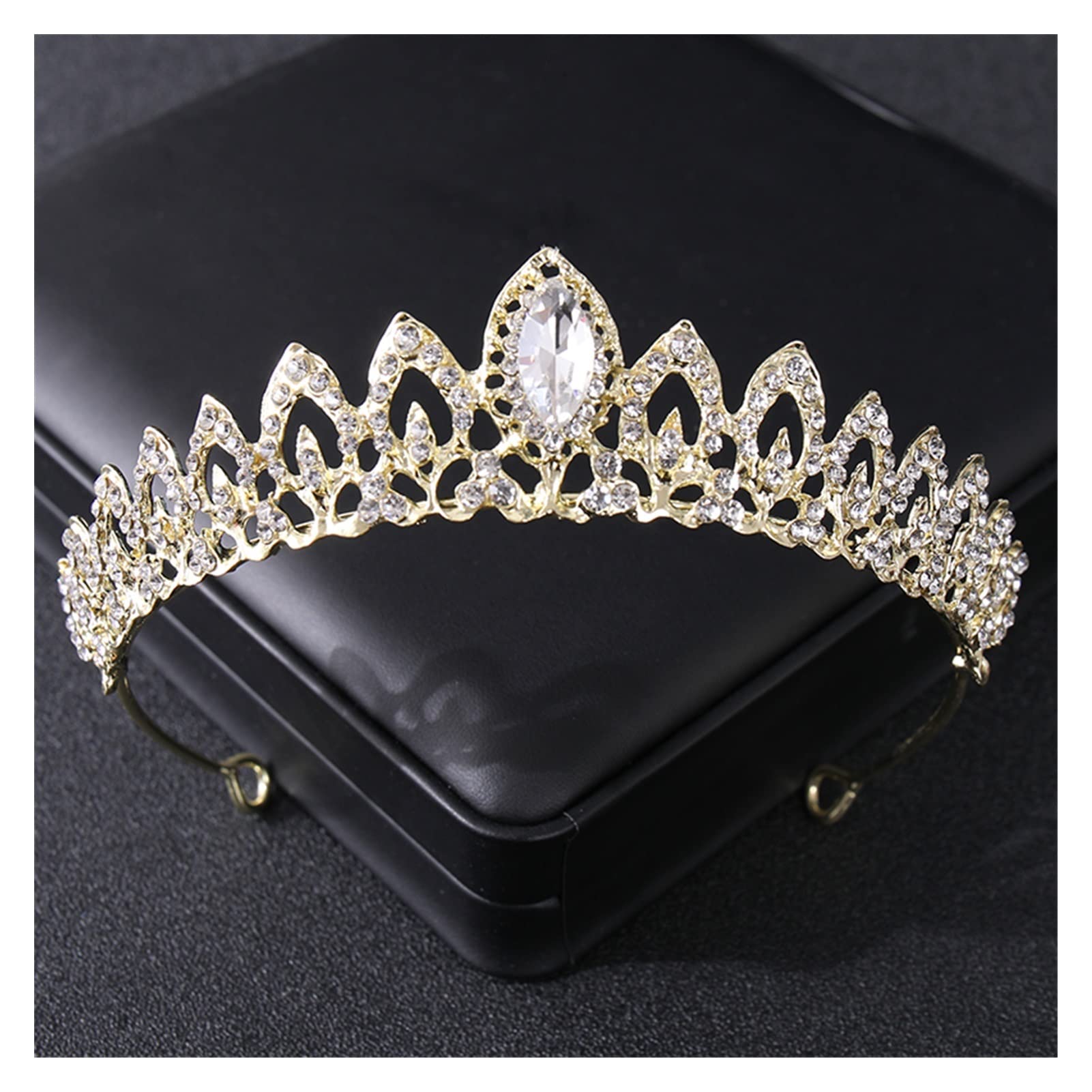Kryształowe korony i tiary różowe złoto Rhinestone bal diadem z pałąkiem na głowę dla kobiet ślub panny młodej akcesoria do włosów biżuteria kolor srebrny Tiara (kolor metalu: srebrny)