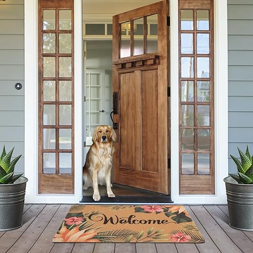 Miniatura 5 de Asrug Tapete de bienvenida para puerta delantera, de 17 x 30 pulgadas, tapete para entrada interior y exterior, tapete de primavera floral con