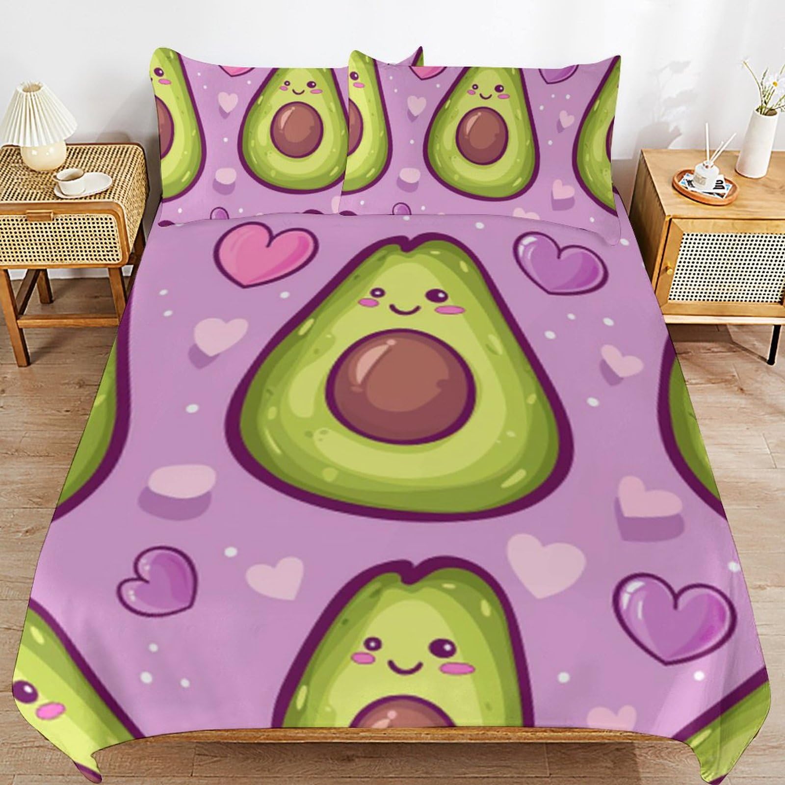 Juego de ropa de cama infantil con diseño de aguacates para habitaciones