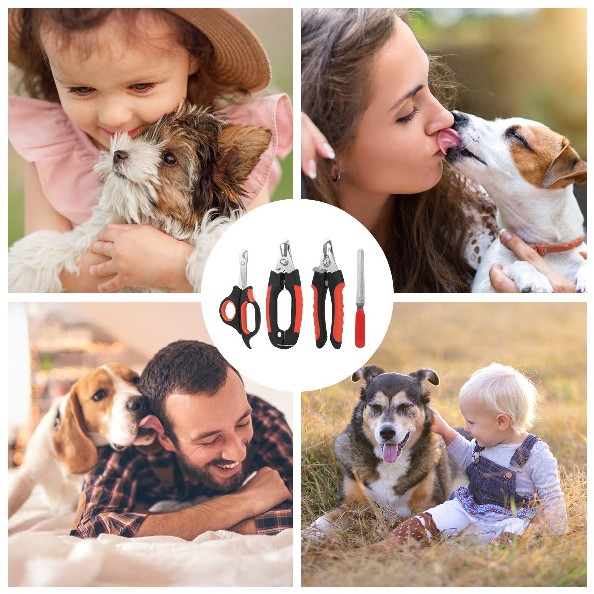 Dog Nail Clippers Trimmer Set, Quick Safety Guard to Avoid Over-Cutting, Stainless Steel Razor Sharp Blades, Sturdy Non-Slip Handles, Storage Case and Nail File, Professional Pet Grooming - image 7