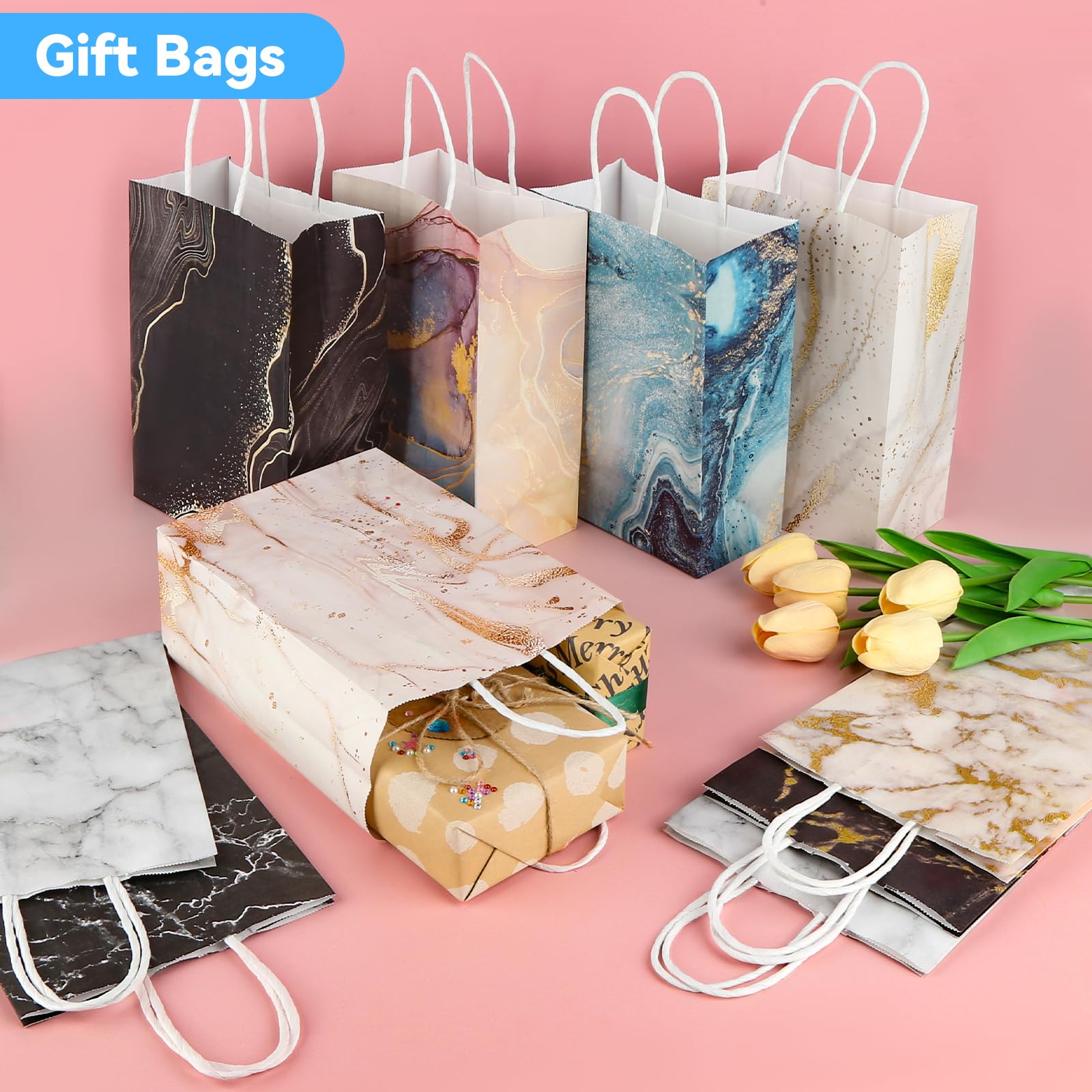 12x Geschenktüten Mit Henkel - Marmor Design Papie Produktbild-Vorschau 9