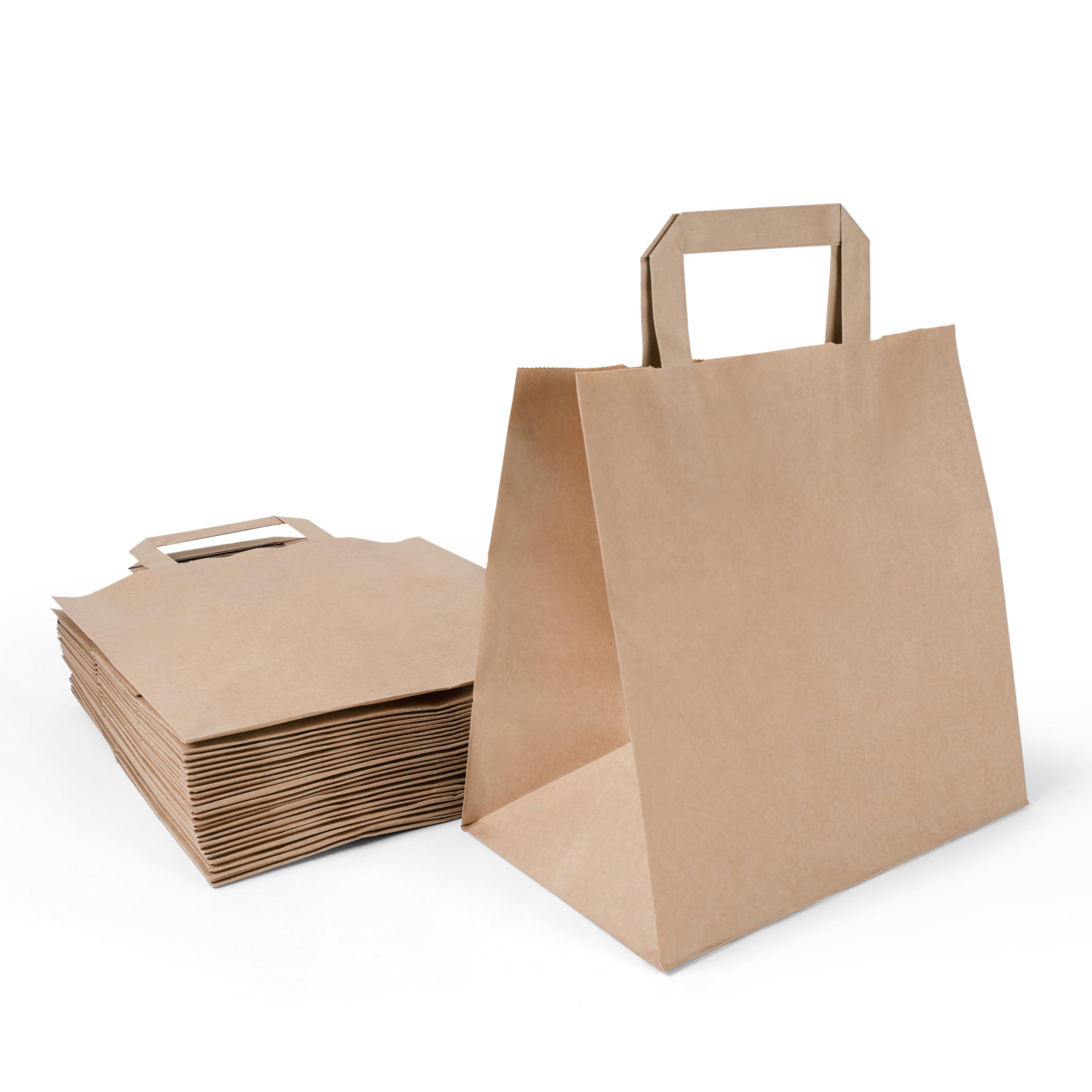 Inoverse 50 Sacchetti di Carta con Manici – 32+22x25 cm – Shopper in Carta Kraft Marrone, Buste Regalo Resistenti, Sacchetti per Negozi, Feste, Bomboniere ed Eventi