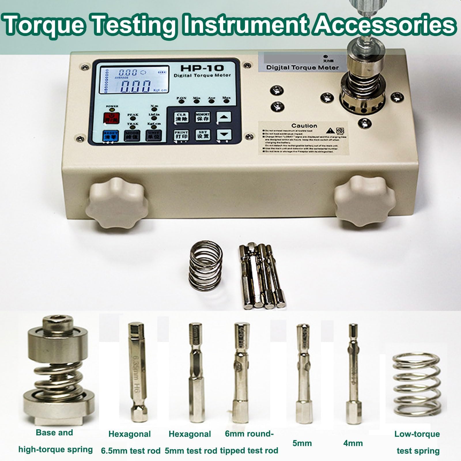 Misuratore di coppia digitale con 7 accessori per test di viti di precisione e chiavi, dinamometro adattatore di torsione portatile per misurazioni accurate da 0,04 a 10 N.m