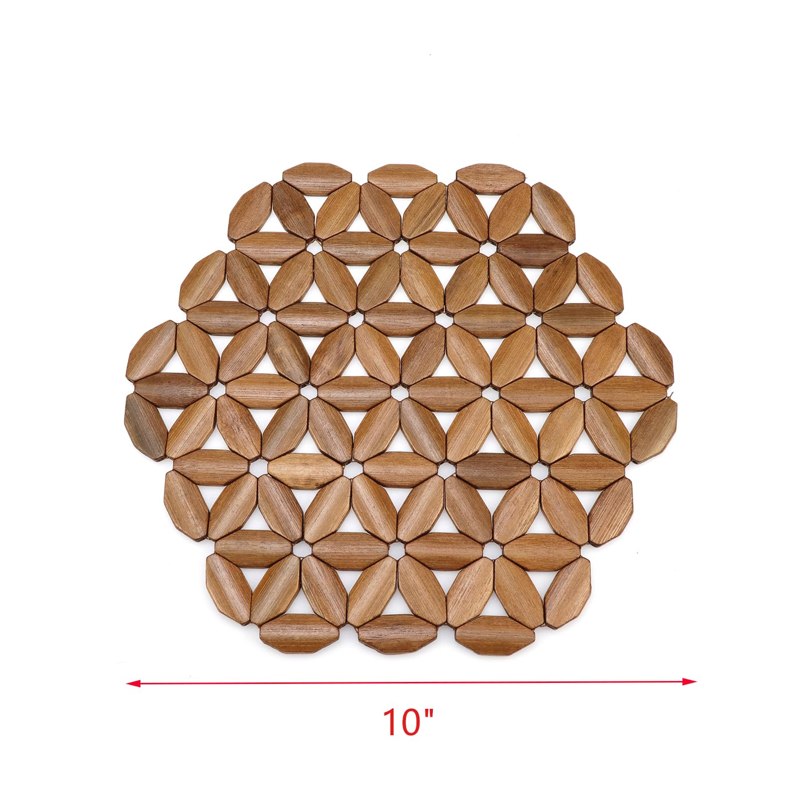 UTALIND 6-Piece Wooden Trivet Set - 6.2 Inch Round Pot Holders, Natural Wood, Heat Resistant - View #9