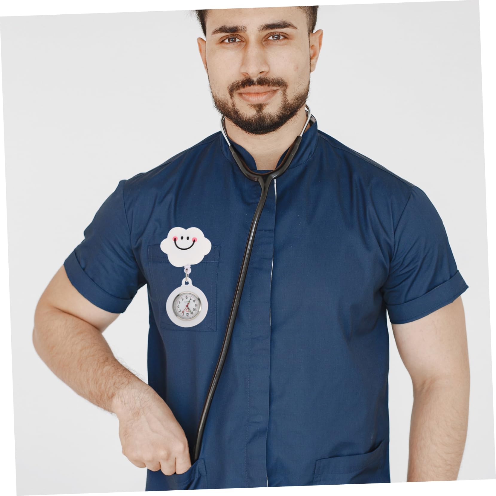8 STK Taschenuhr Ansteckuhr Gardinen für Fenster zarte Cartoon-Digital Krankenschwester Nurse Watch Arzta Cartoon-Krankenschwester- Dehnbare Mädchenen Kieselgel