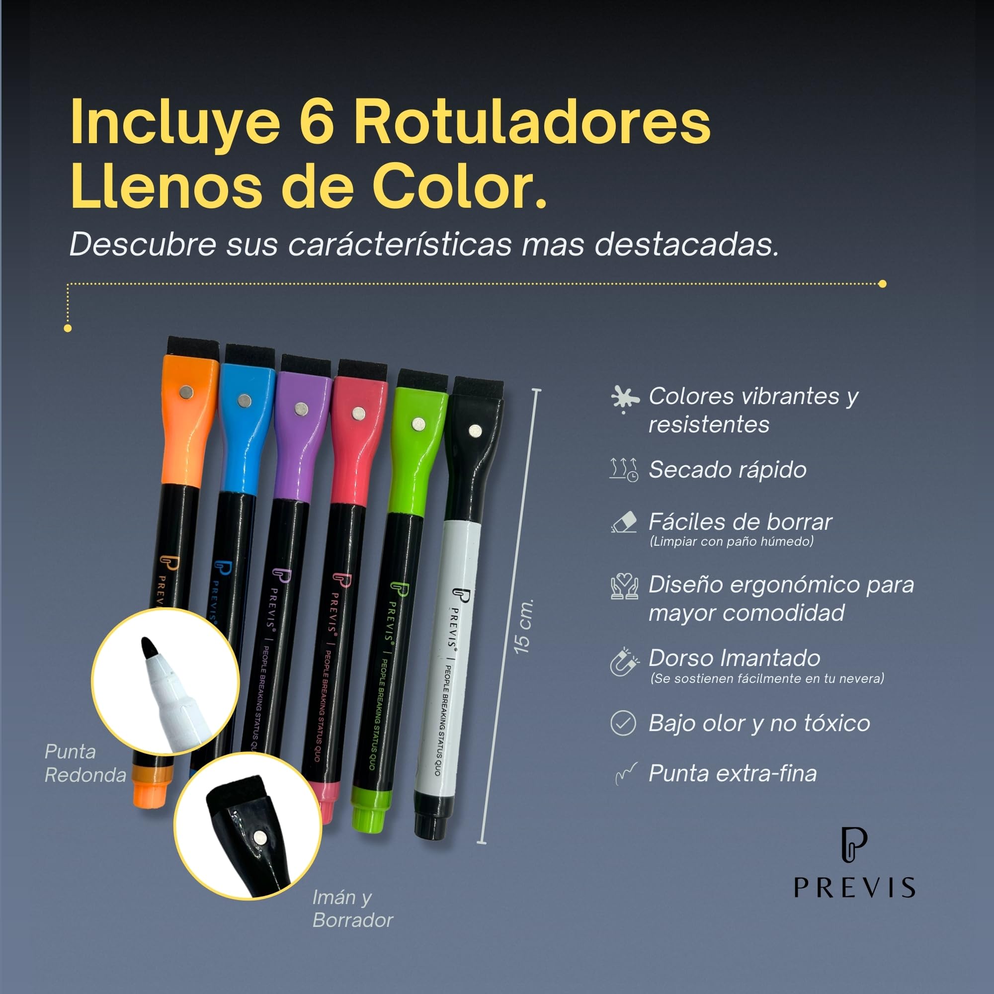 PREVIS Fundas Borrables A4 Tamaño Folio - 10 Unidades + 6 Rotuladores con Borrador