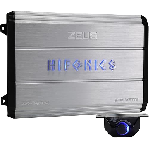 Hifonics Zeus ZXX 2400 Watt Max Class D Monoblock Car Audio Amplifier Amp with Bass Knob and Remote, Variable Crossovers, ZXX-2400.1D, Silver