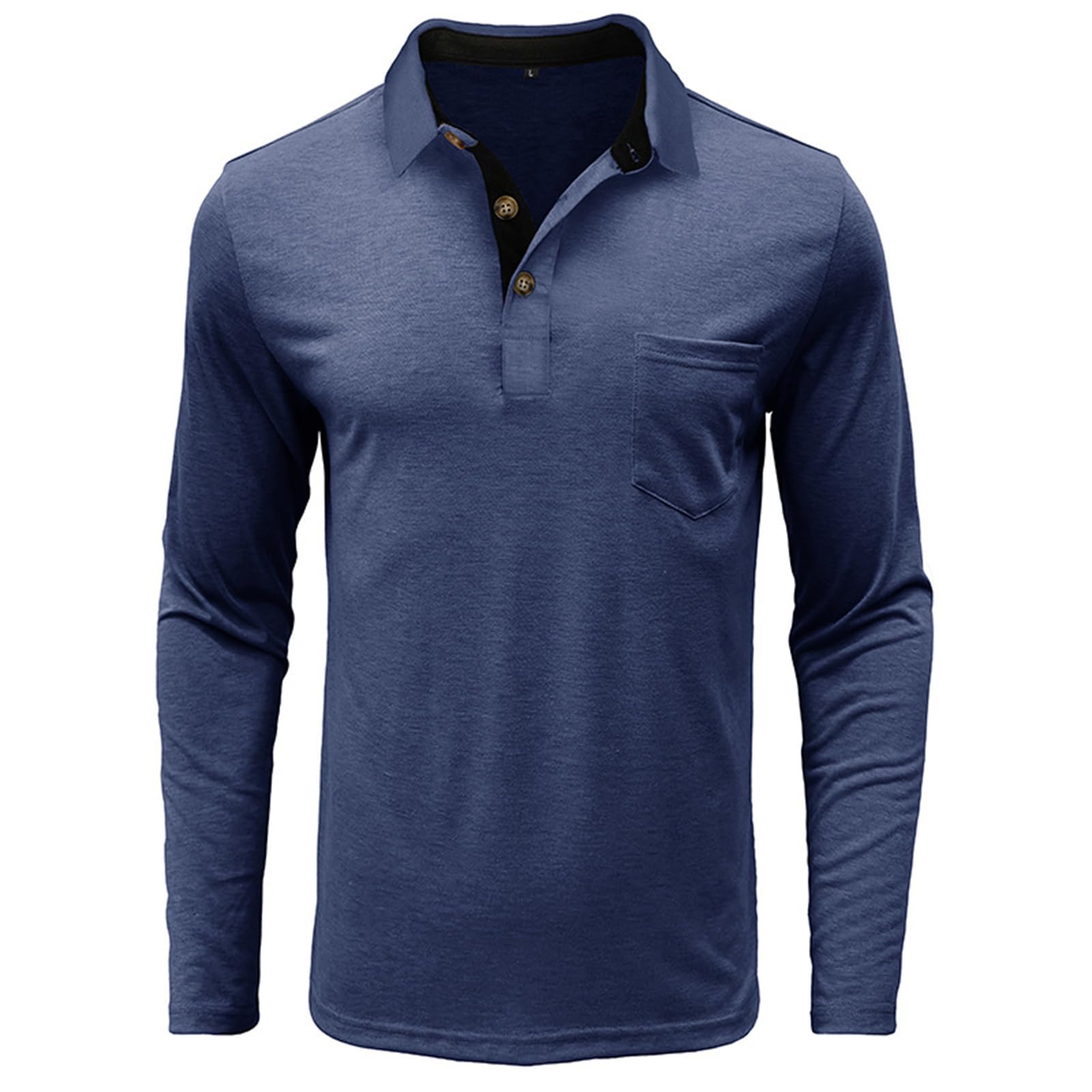 Polo de manga larga para hombre, estilo casual, a la moda, clásica, de algodón, camisa clásica de manga larga con botones