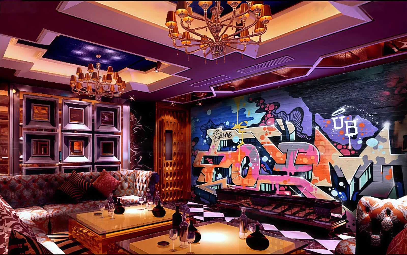 Niestandardowa tapeta z cegły ściana moda ulica graffiti klub nocny motyw baru zachodniej restauracji tło fototapeta popołudniowa herbata kawiarnia tapeta, 3D, 250 x 175 cm
