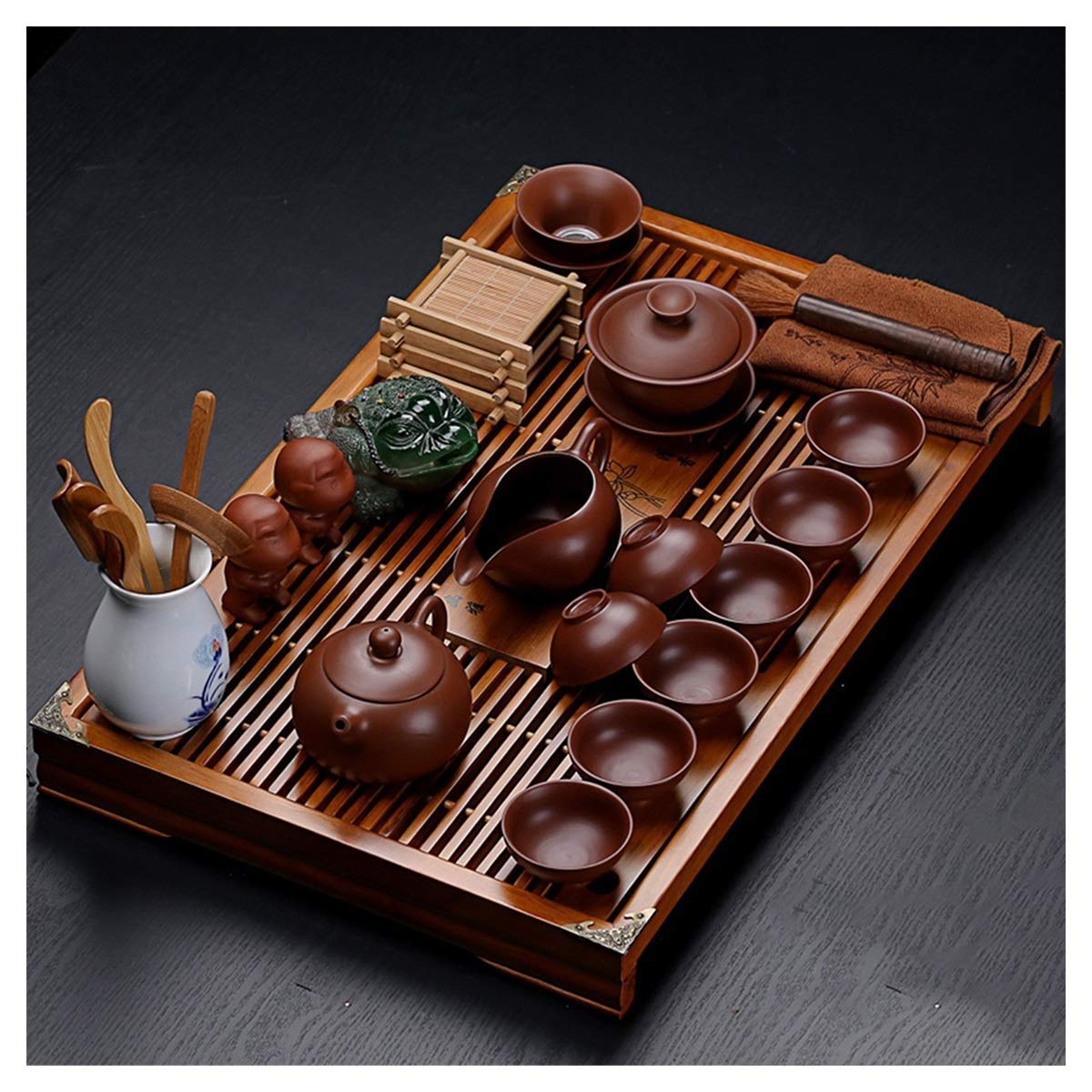 Ceramiczny zestaw do herbaty z drenażem taca na herbatę do stolika do herbaty Kung Fu mały stolik kawowy taca do serwowania herbaty na ceremonię parzenia herbaty (kolor: przezroczysty)