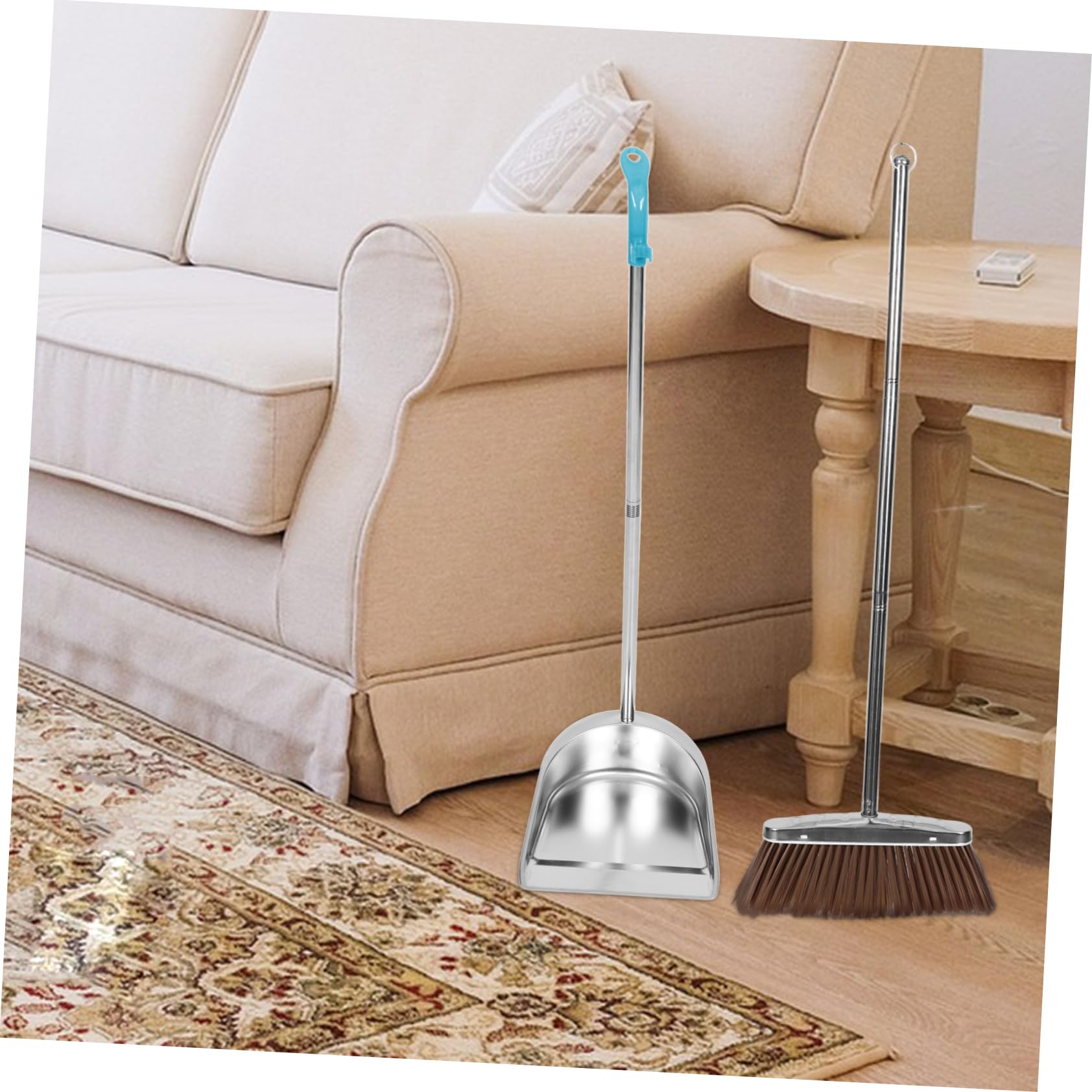 SEWOART 1 Set Stainless Steel Trash Shovel Heavy Duty Dustpan House Sweeping Broom Heavy Duty Floor Sweeper Lobby Dustpan Dust Pan and Broom Indoor Broom and Dust Pans Patio Broom Silver