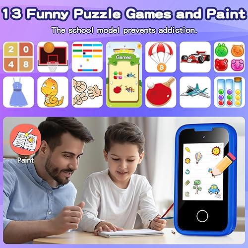 Miniatura 3 de Teléfono inteligente para niños y niñas de 3, 4, 5, 6, 7, 8 años, regalo de cumpleaños para niños de 3 a 8 años, teléfono de juguete de simulación,