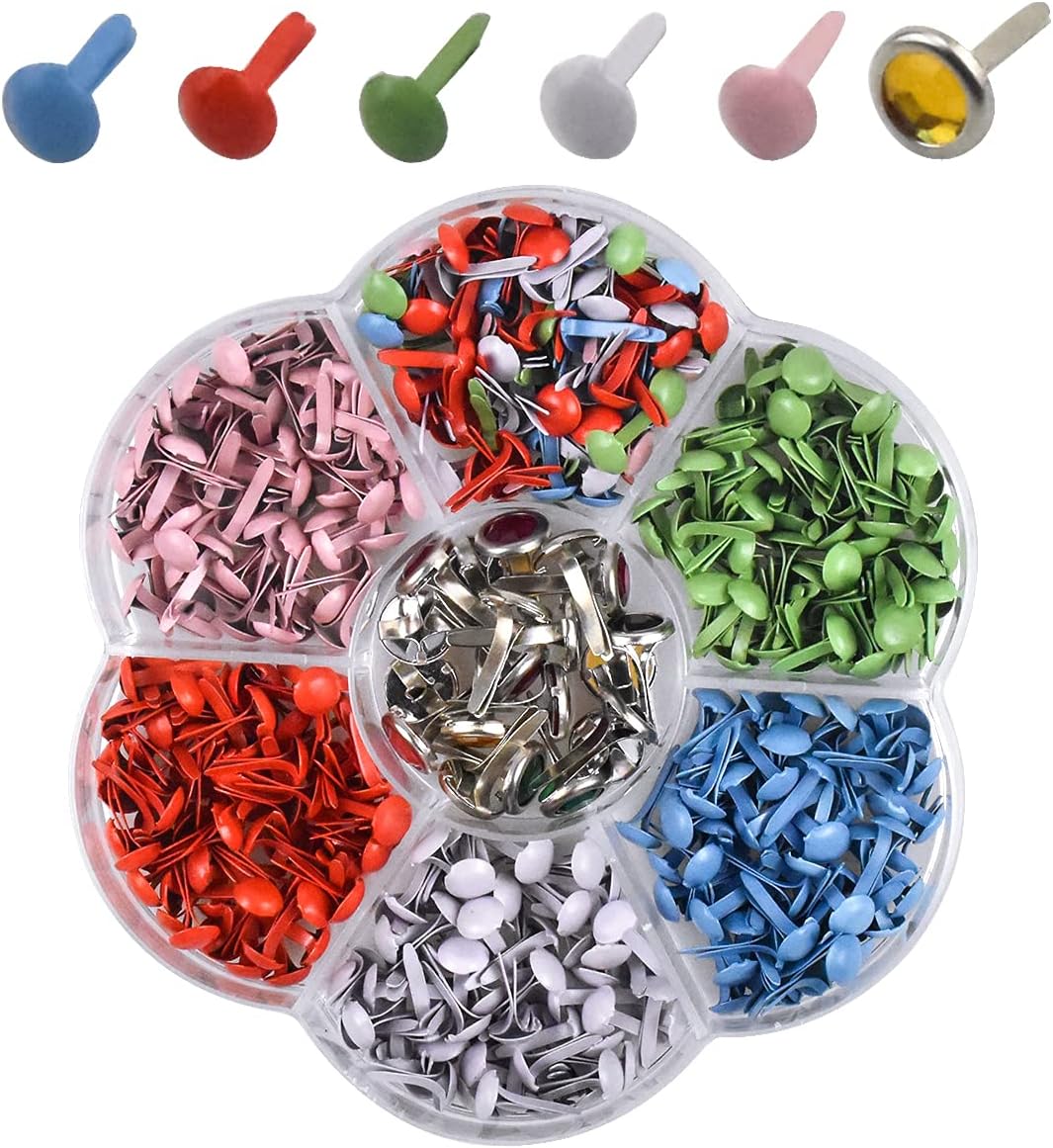 Changrongsheng 320 Pcs Split Pins Scrapbooking Brads Round Colorful