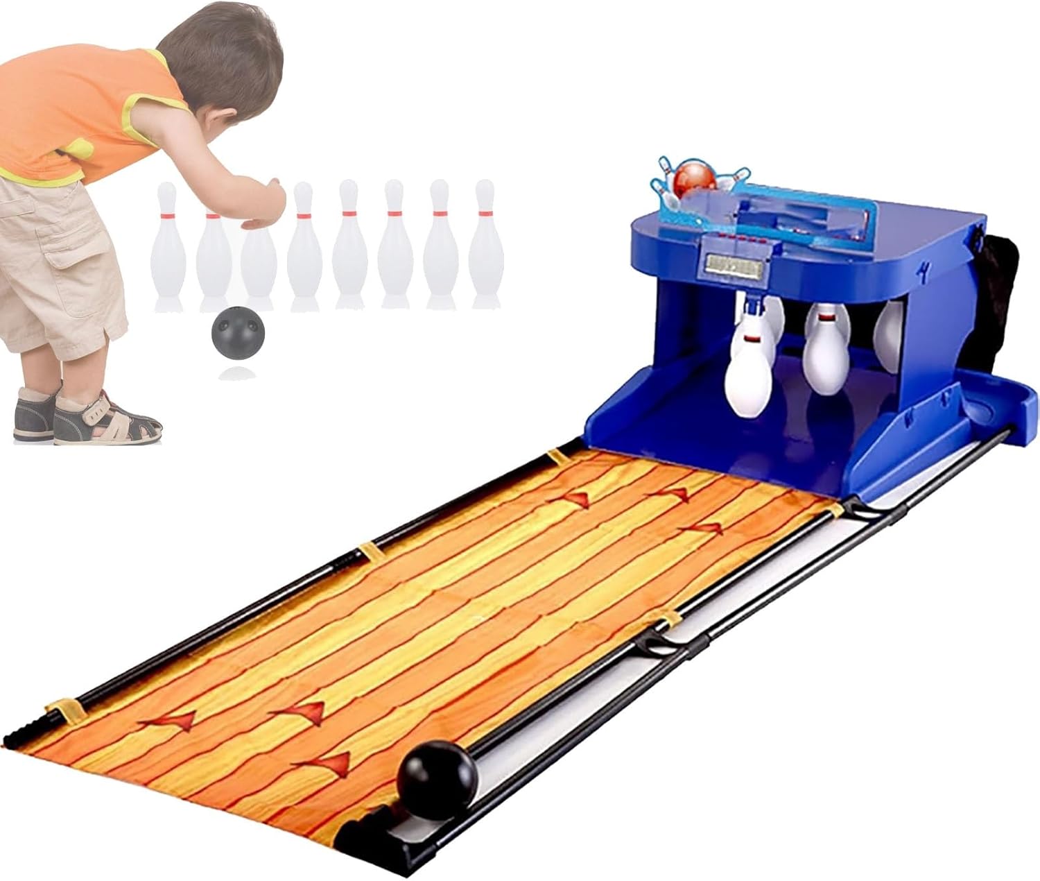 LED Electronic Bowling Alley Game Console, Automatic Reset, Simulation Sound Effects Fun Family, Easy to Use and Store, Parent Child Entertainment, Indoor Ball Sports