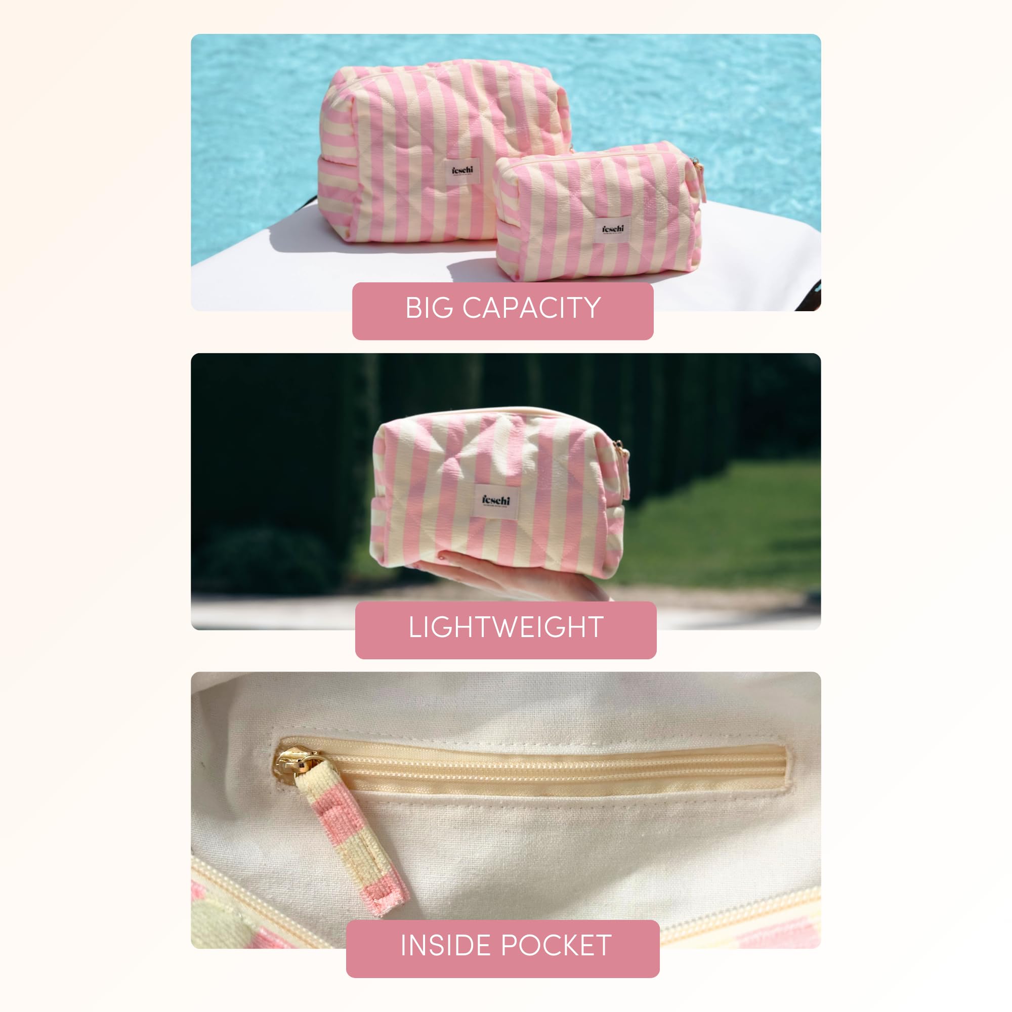 feschi Beauty Bag – Leopard | Disponibile in 2 misure | Trousse trapuntata con motivo leopardato | Molto spazio per i tuoi prodotti cosmetici e la cura dei capelli | pratica tasca interna, Colore