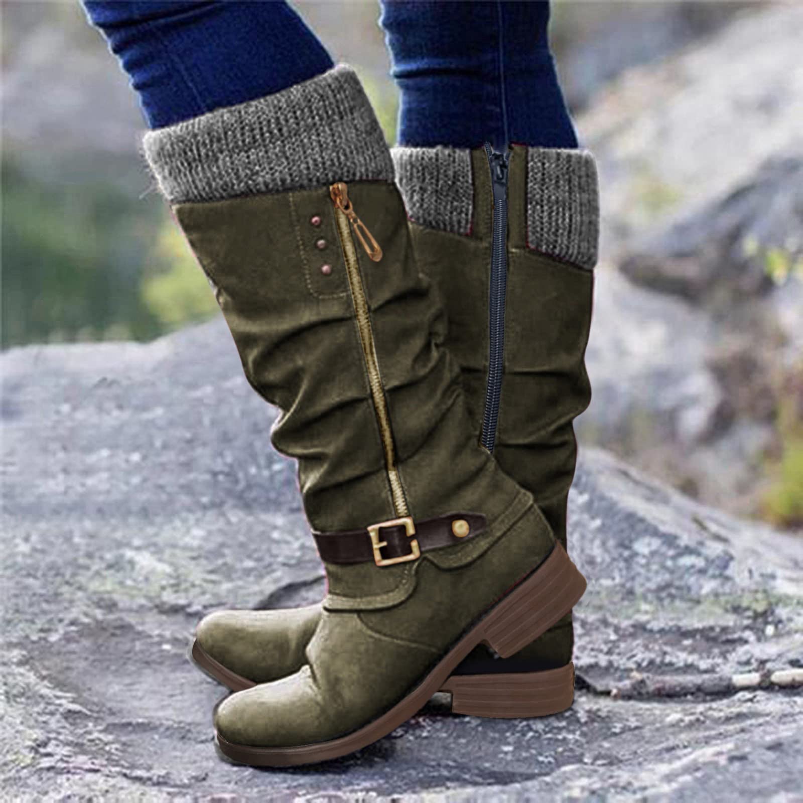 Zapatos de enfermería de las mujeres para las plantillas de las mujeres botas altas casuales zapatos de tacón largo botas de mujer zapatos de mujer azul