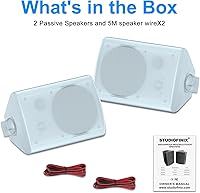 Vista 6 de STUDIOFINIX Altavoces para exteriores de 6.5 pulgadas y 400 W con cable, impermeables, pasivos, altavoces de montaje en pared para patio, hogar