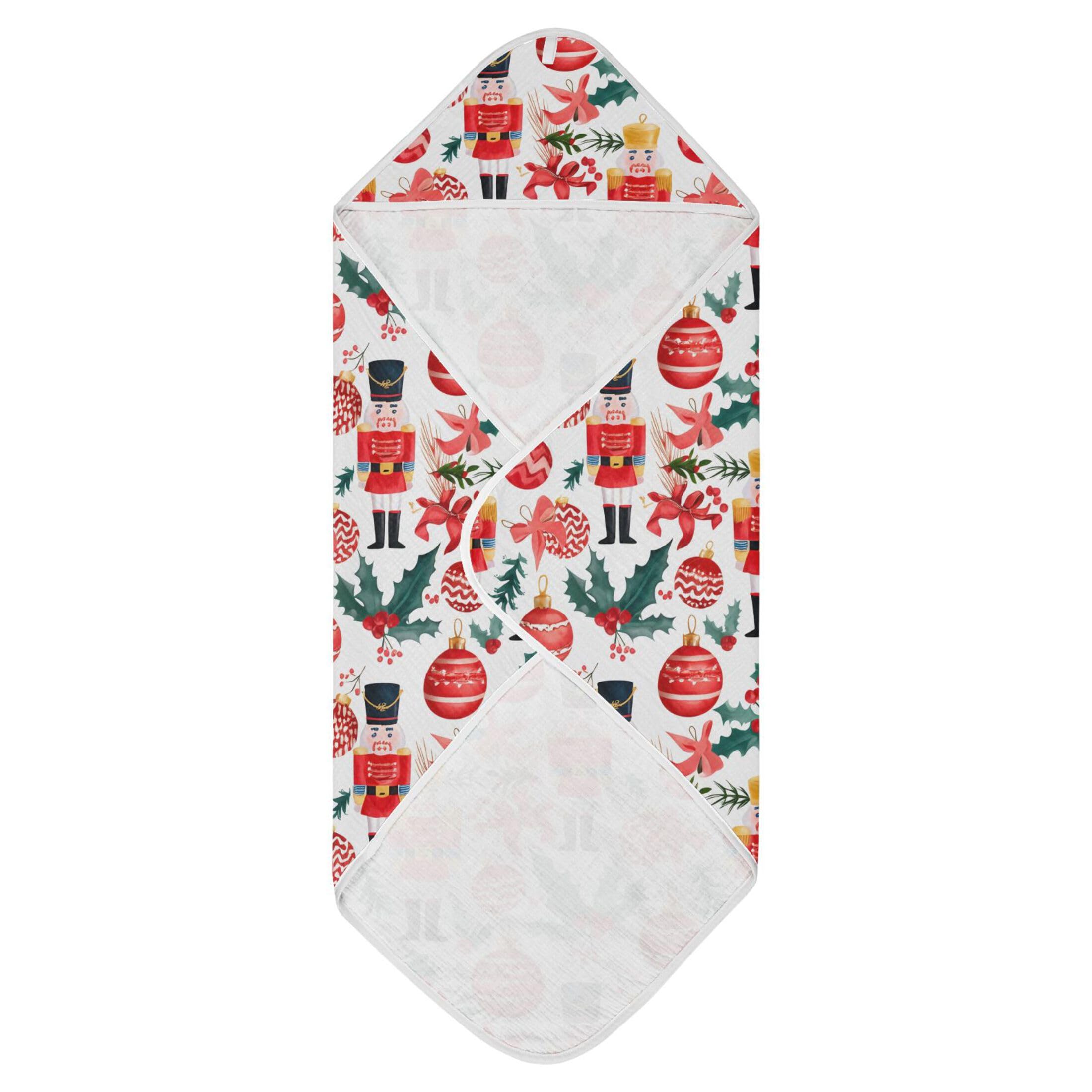 Kigai Baby Hooded Towel Absorbent Baby Bath Shower Towel with Hood for Newborn Boys Girls Babies Infant Toddler (Nutcracker Soldiers 30 x 30 in)