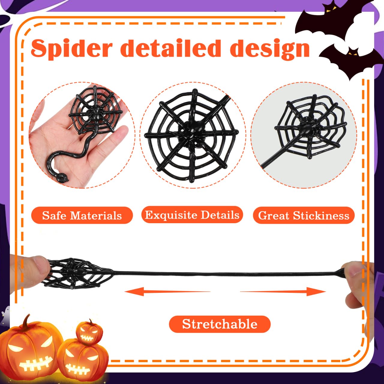 20 Pcs Sticky Elastic Spider Webs - Hand Held Stretch Cobweb For Halloween Party Decorations