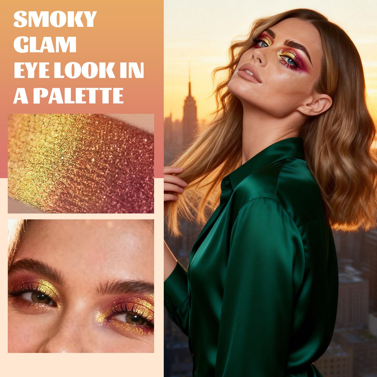 Duochrome Burgundy Gold Glitter paleta cieni do powiek, holograficzny kameleon bogaty kolor połyskujący, kolor Shift Sparkle Inner Corner Eye rozświetlacz, paleta rozświetlaczy do makijażu na