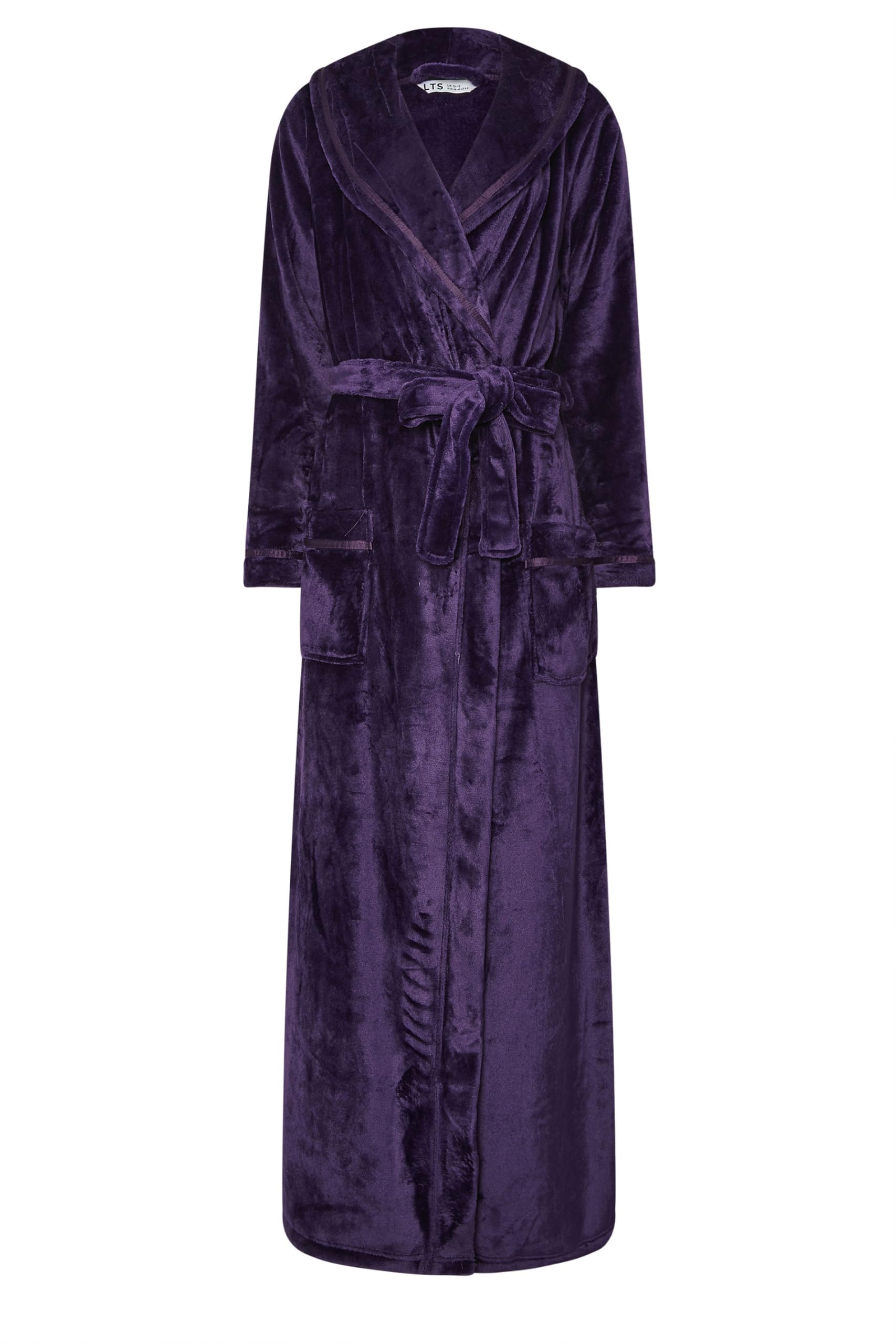 Lts Women's Purple Tall Shawl Collar Maxi Dressing Gown Size 22-24
