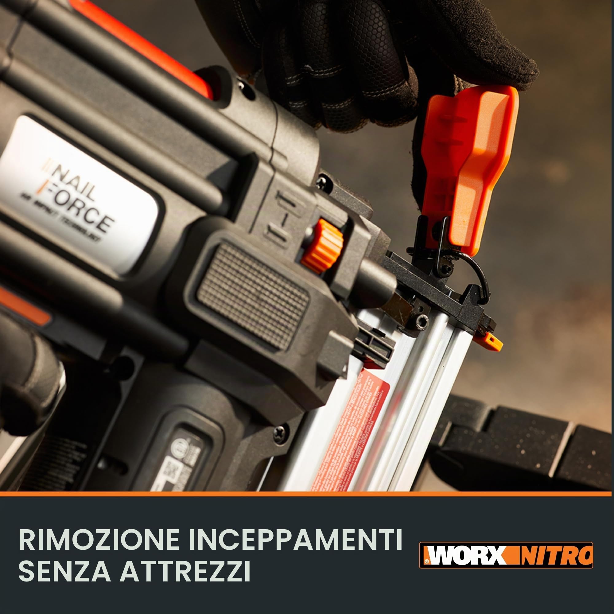 Chiodatrice a batteria 20 V - 18 GA | Worx | PowerShare | WX842.9 | Chiodi da 1,2 mm e fino a 50 mm di lunghezza