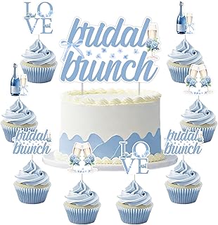 Cheereveal 25Pcs Hydrangea Bridal Shower Cake Decorations, Bridal Brunch Cake Topper, Blue Hydrangea Cupcake Toppers, Flor...