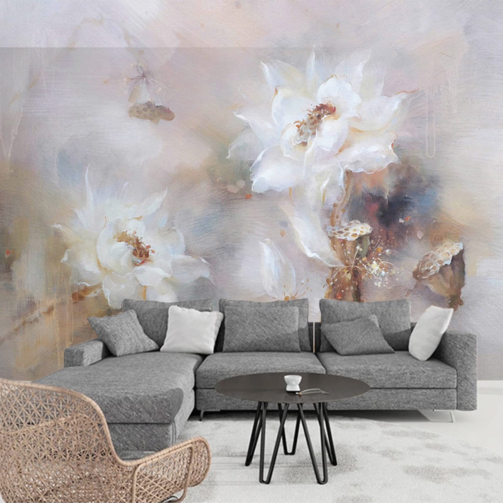 Muralo Papier Peint Photo XXL Non Tissé 450x300 Cm - Motif Fleurs Naturelles Abstraites 3D - Pour Salon Ou Chambre