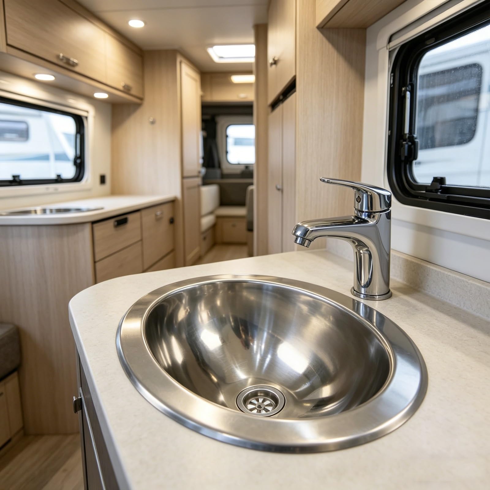 Lavello da cucina per camper, ovale, in acciaio inox, per camion, bar, camper, barca, camper (29 x 22 x 12 cm), durevole e versatile