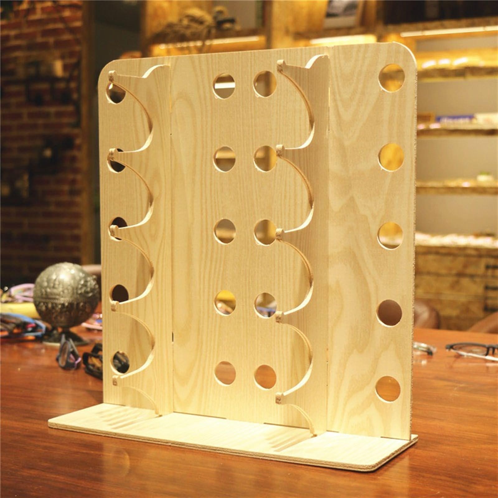 Brillenhalte Sonnenbrillen-Ausstellungsstand, Holzmaserung, Myopie, Brillen-Display, Requisiten, Ausstellung, tragbarer Augenregal-Ausstellungsstand Brillenständer ( Size : 10 eyeglass positions )