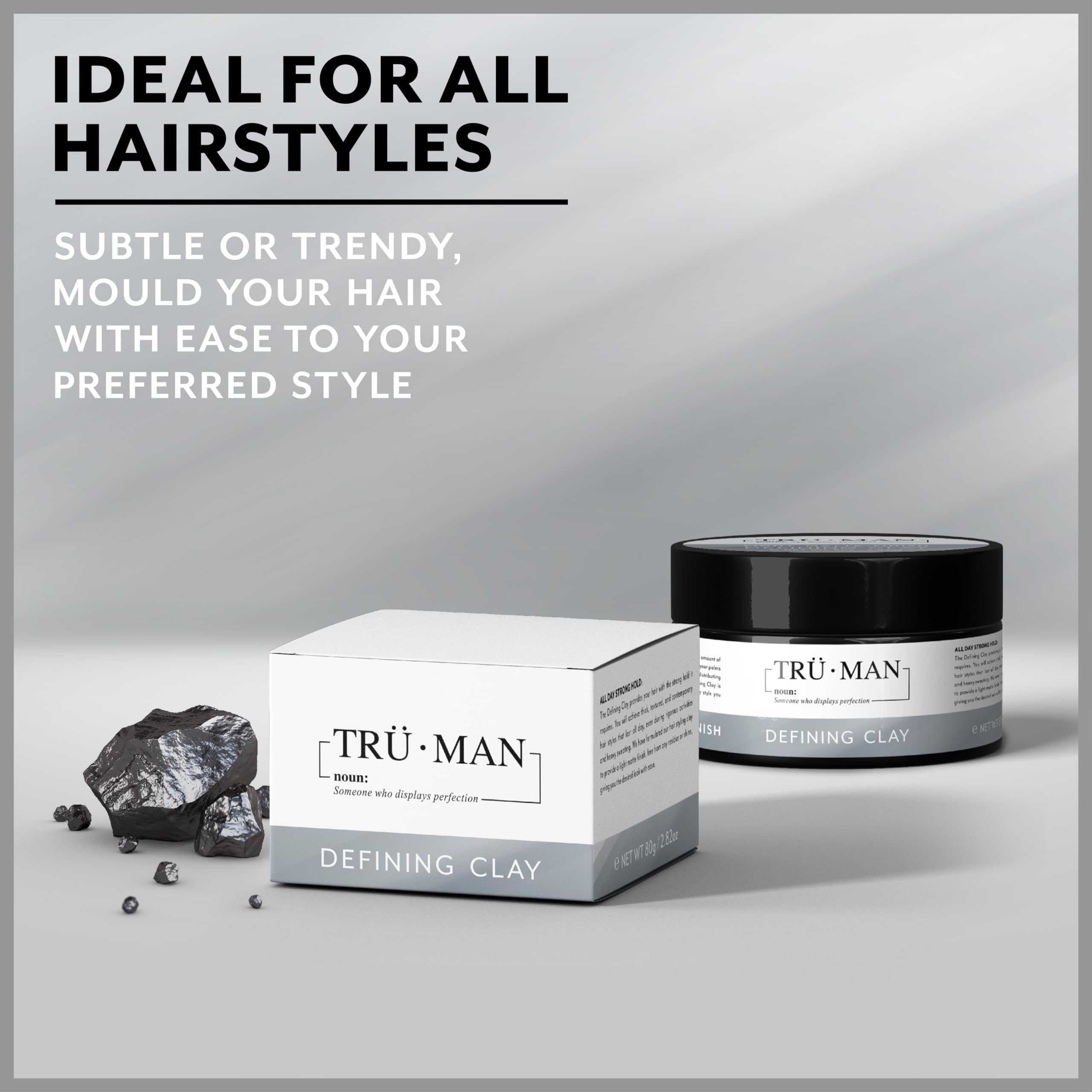 TRU•MAN Defining Clay: All-Day Strong Hold Improves Texture & Thickness, All Hairstyle Types, 80g, 2.82 Oz - Image 4