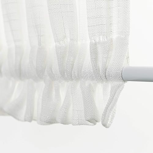 Miniatura 4 de Aquazolax - Cortinas de puerta francesas a rayas blancas transparentes para puertas de cristal de patio, ventanas